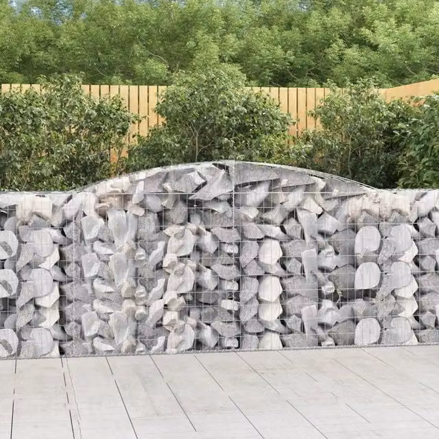 Set di 10 Cesti Gabbioni ad Arco Videx in Acciaio Zincato Colore Argento L: 400 cm, P: 50 cm, H: 100/120 cm – 1