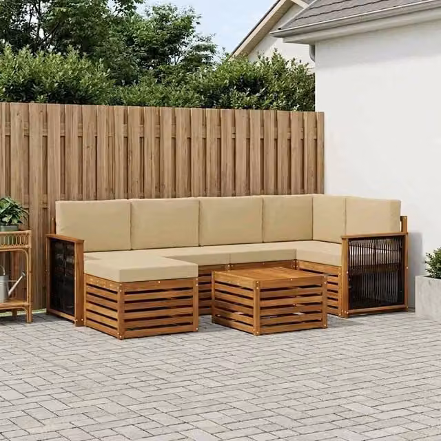 Set di divani da esterno 6 pz Naturale 3384594