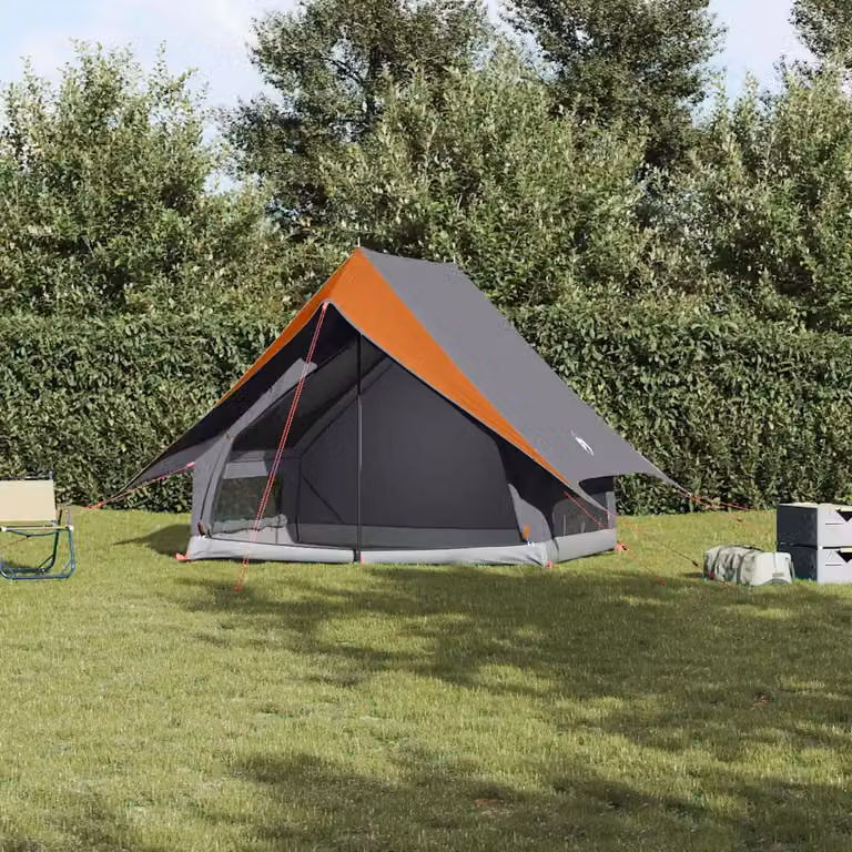 Tenda Familiare vidaXL Moderna in Poliestere e Fibra di Vetro, Grigio e Arancione, L 220 x P 220 x H 184 cm