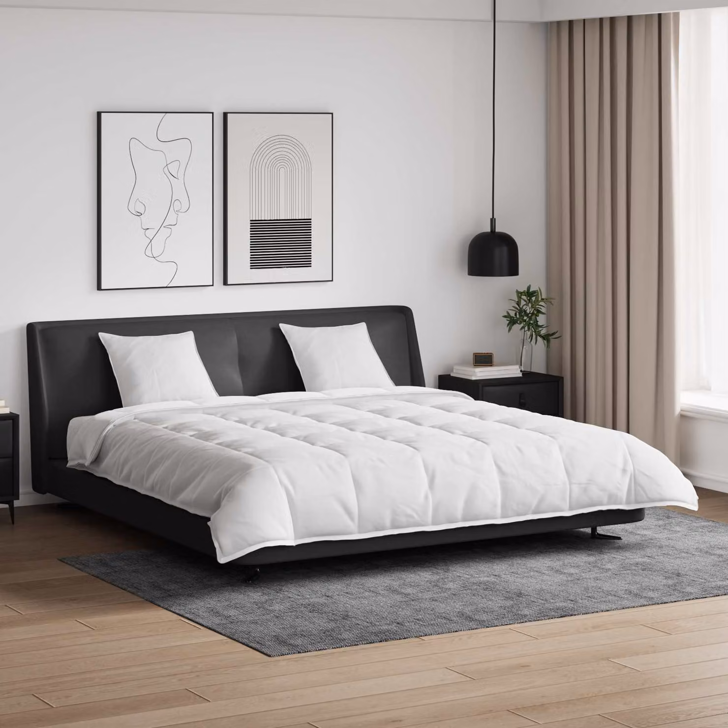 Set di 3 piumoni e cuscini vidaXL in cotone e piuma d'anatra, colore bianco