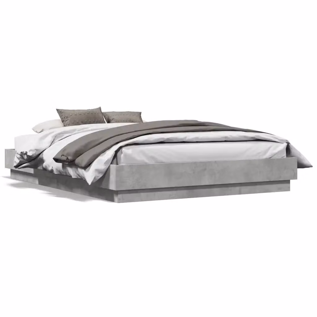 Letto Giroletto vidaXL Grigio con Struttura in Legno Multistrato L: 135 cm, P: 190 cm – 2
