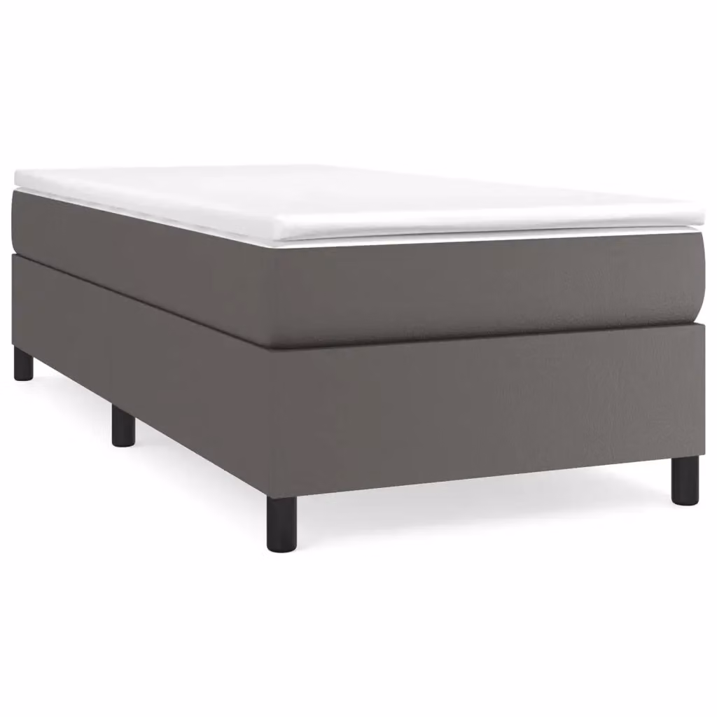 Letto a molle con materasso ibrido vidaXL in similpelle grigio e bianco L/P/H: 200 x 80 x 35 cm – 2