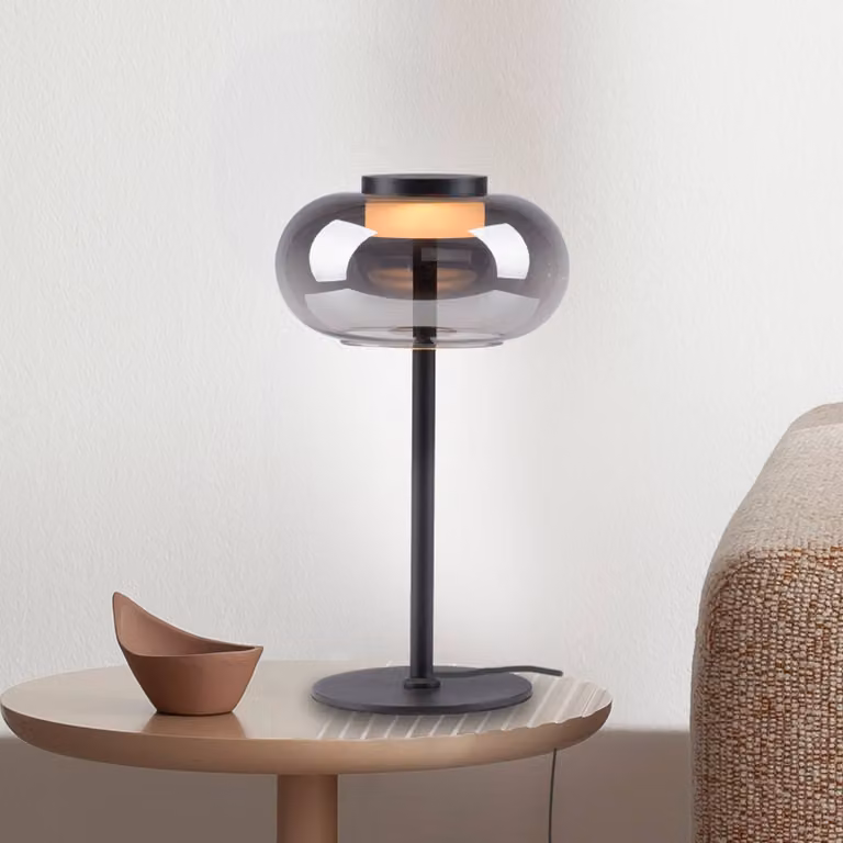 Schöner Wohnen Lampada da tavolo a LED Sia, Alluminio / Grigio / Zincato, Soggiorno / Sala da pranzo, Vetro, Moderno, Lampada da tavolo LED