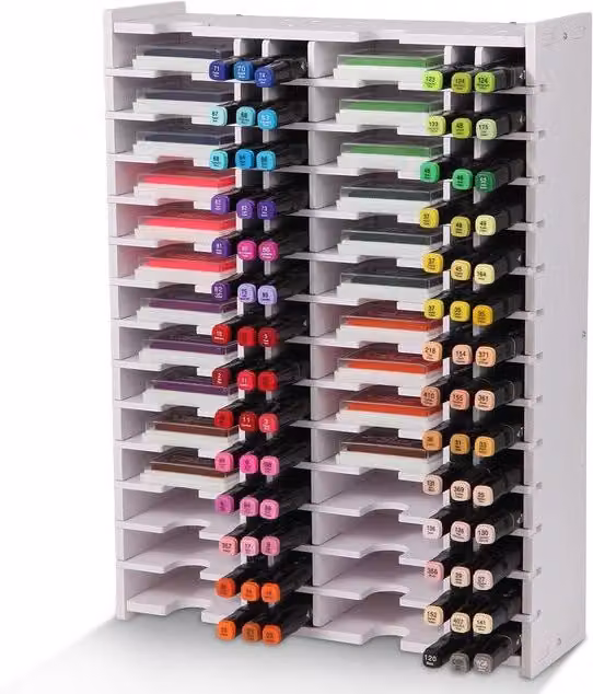 Organizzatore multi-compartimento Iswawo per pennarelli e cancelleria, colore bianco, in plastica