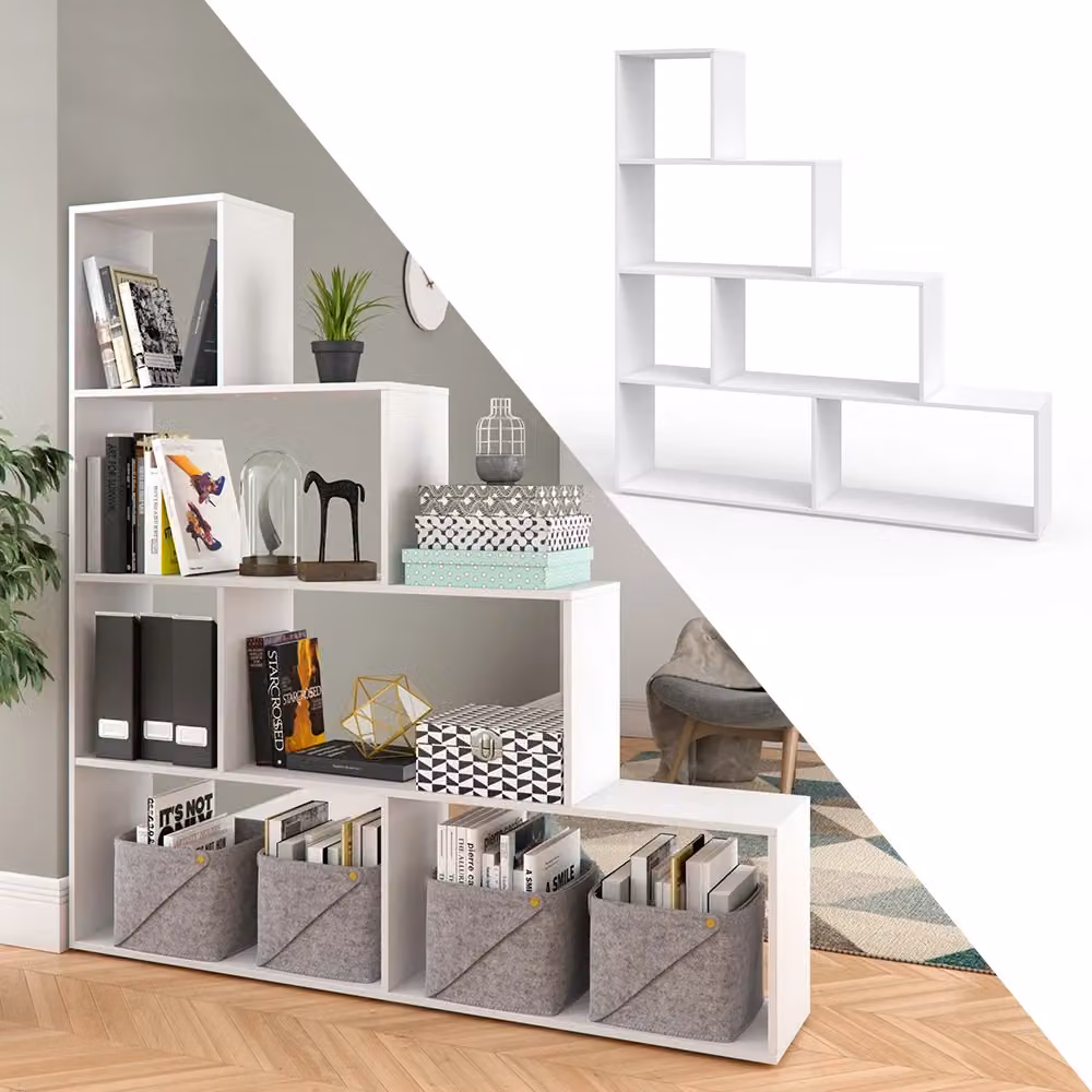 Scaffale a scala Vicco Bianco in stile scandinavo L: 163 cm, H: 155 cm – 2