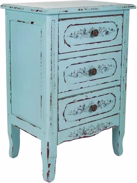 Comodino in legno blu 46x32,5x67