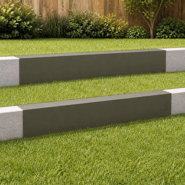 Set di 2 profili di copertura per giardino vidaXL in acciaio, disponibili nei colori verde o grigio, L 100 x H 20 x P 15 cm