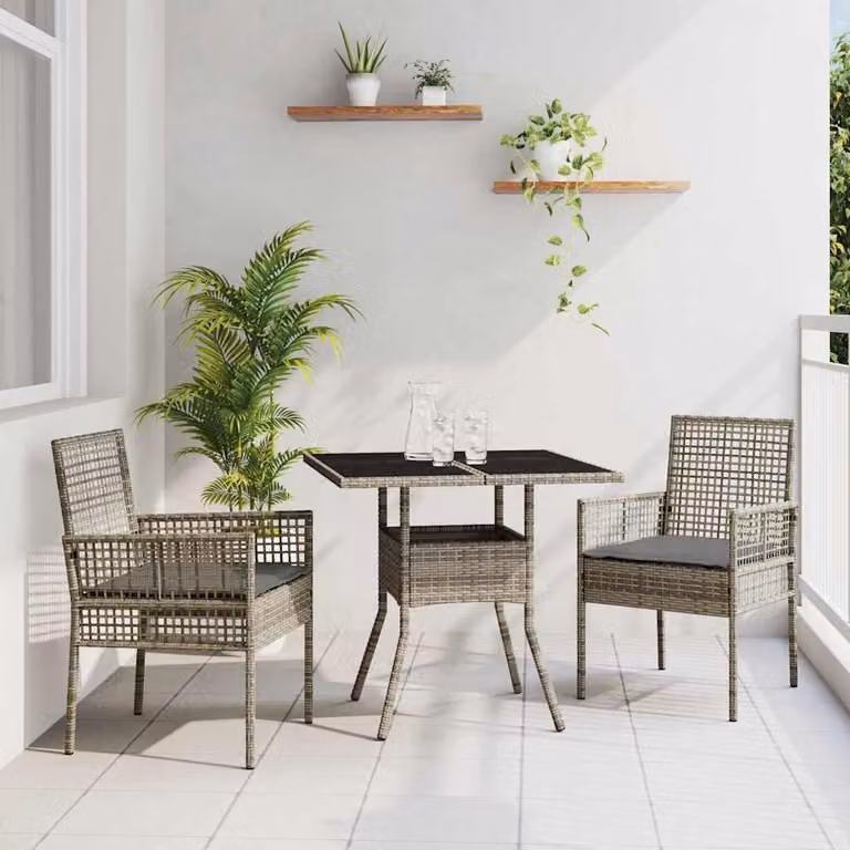 Maison Exclusive - Set da Pranzo per Giardino 3 pcs Grigio polyrattan