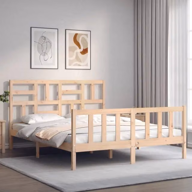 Giroletto senza Materasso-Struttura Letto 160x200 cm in Legno Massello di Pino 574596