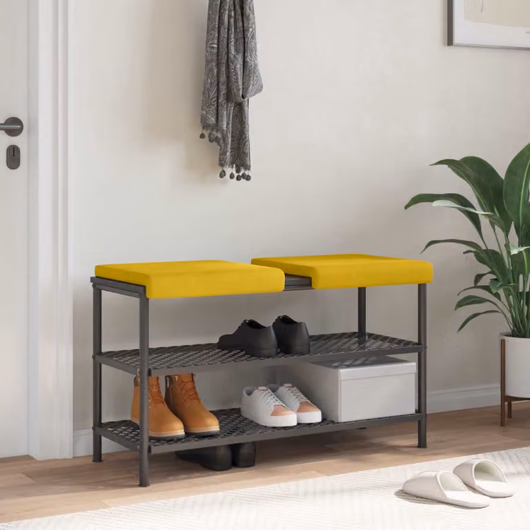 Set di 2 cuscini per panchina vidaXL in velluto giallo con base antiscivolo, L 40 cm x P 40 cm x H 3,5 cm