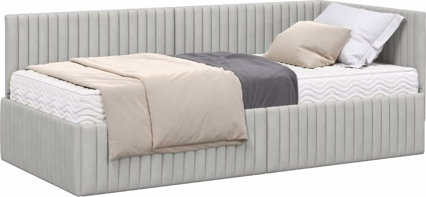 Struttura Letto Angolare con Materasso 2 pcs Grigio chiaro
