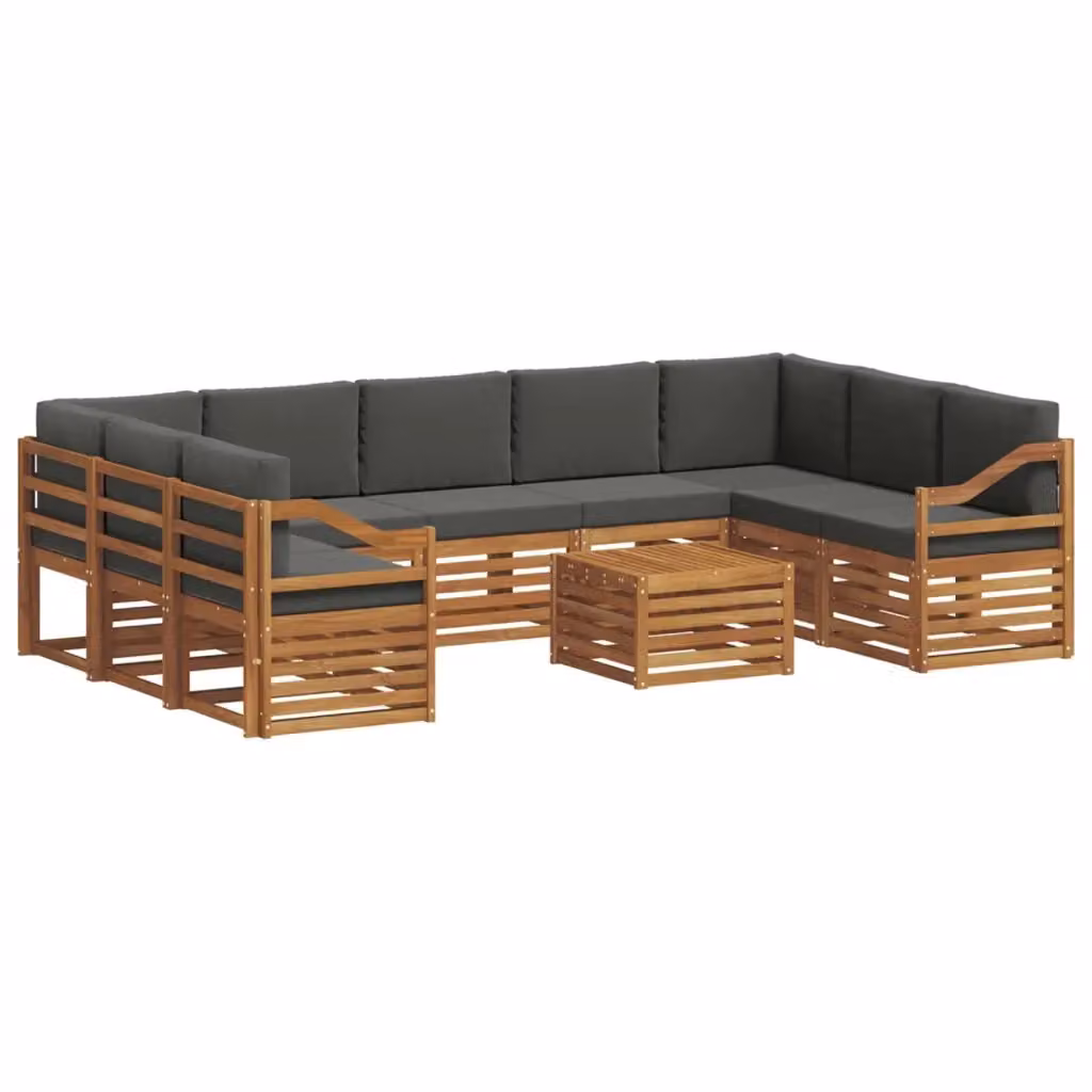 Set di divani da esterno a L vidaXL in legno di acacia con cuscini, beige e antracite – 2