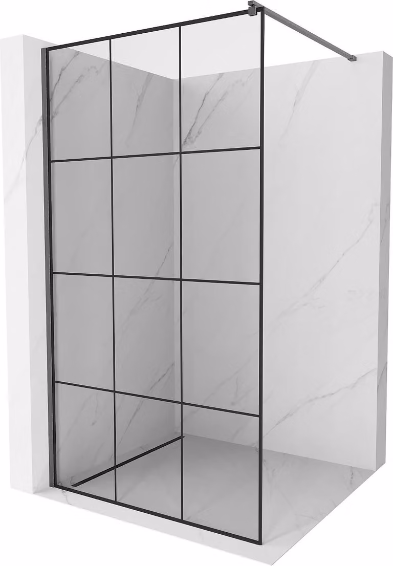 Mexen Kioto parete doccia Walk-in 120 x 200 cm, rete nera 8 mm, grigio canna di fucile spazzolato - 800-120-101-66-77