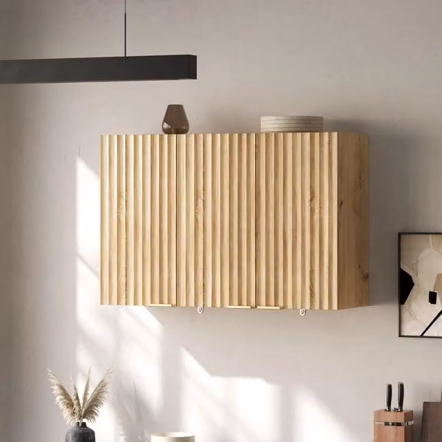 ARMADIO A PARETE A 3 ANTE 90 x 29 x 60 cm MDF Naturale