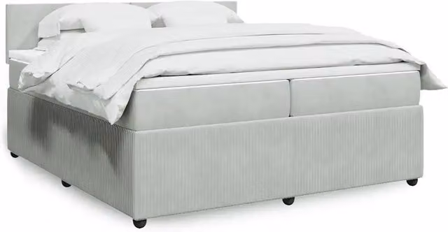Letto a molle con materasso ibrido vidaXL in velluto grigio e bianco 200 x 200 cm