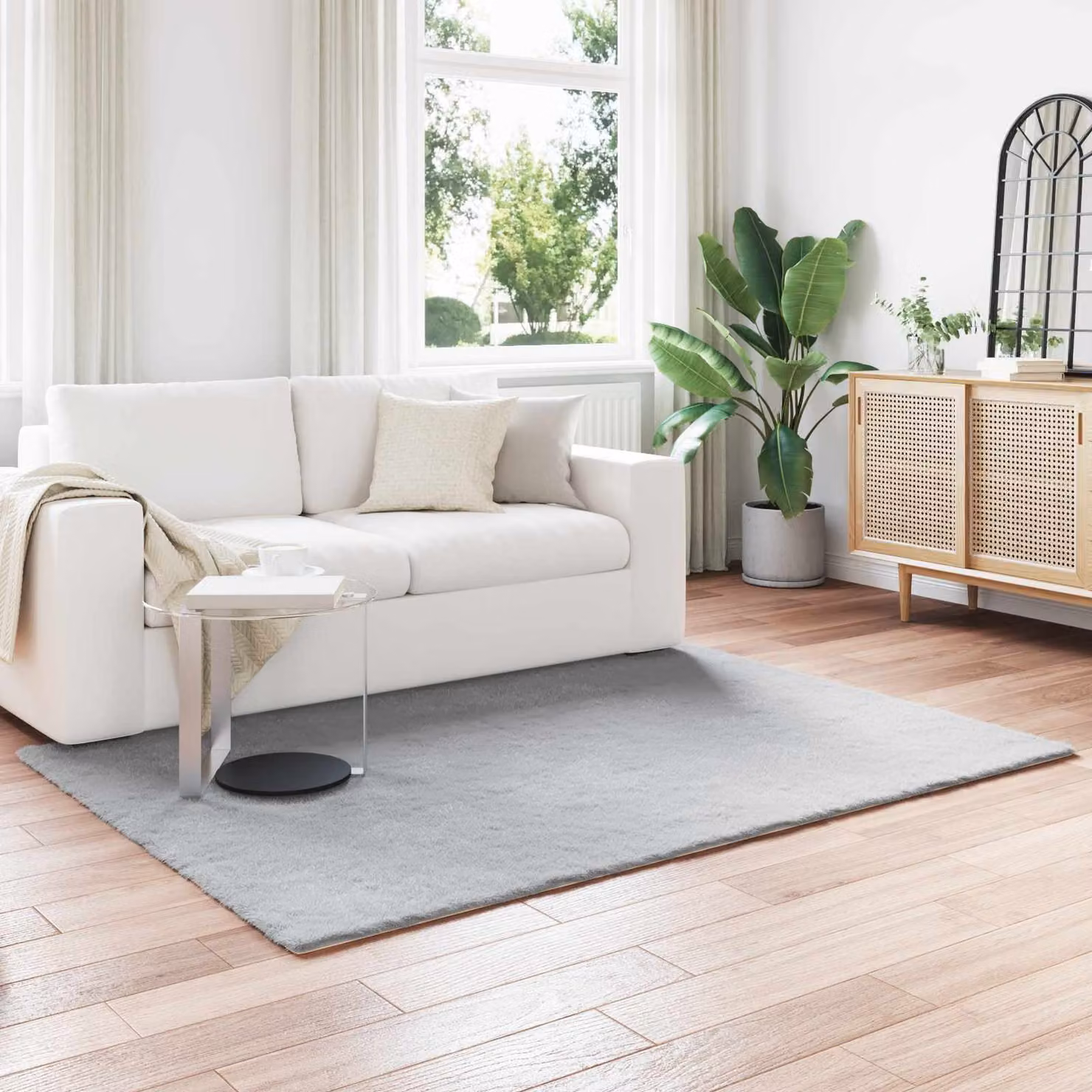 vidaXL Tappeto in ecopelliccia sintetica OLITE Grigio, antiscivolo e lavabile, L: 230 cm x P: 160 cm