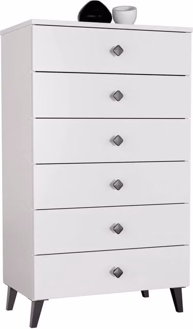 Cassettiera AKORD MOBI color bianco con 6 cassetti L60 x H104 x P37 cm