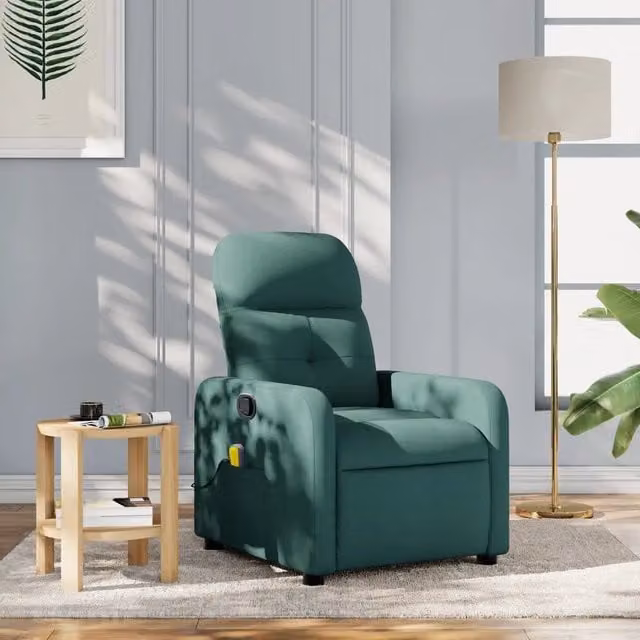 Poltrona Reclinabile Relax vidaXL in Tessuto Verde con Braccioli e Struttura in Metallo e Legno – 1