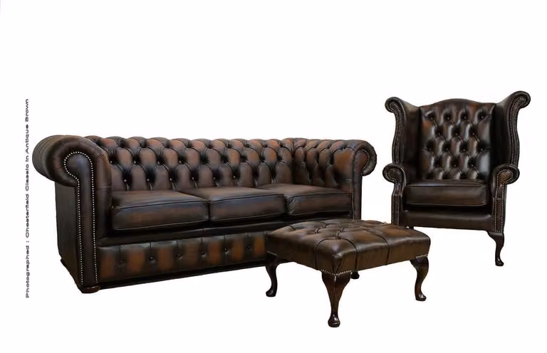 Chesterfield Sofagarnitur Leder Chesterfield Komplett Set Sofa Couch 440