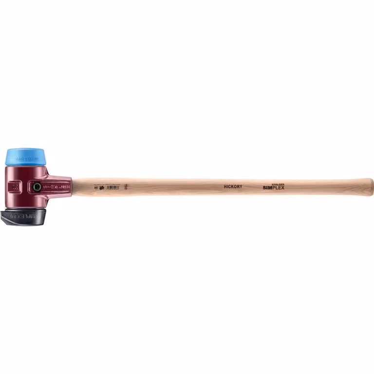 Mazza SIMPLEX soft-face con alloggiamento TE e manico in legno, Ø 80, manico 700 mm composizione in gomma con base/TPE-soft