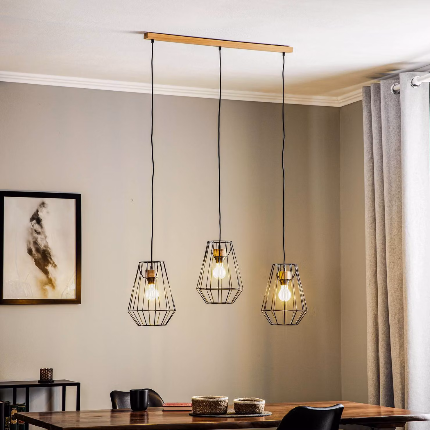 Lampada a sospensione Finan BRITOP, dimmerabile, Nero, Soggiorno / Sala da pranzo, Metallo, Moderno, Lampada a sospensione