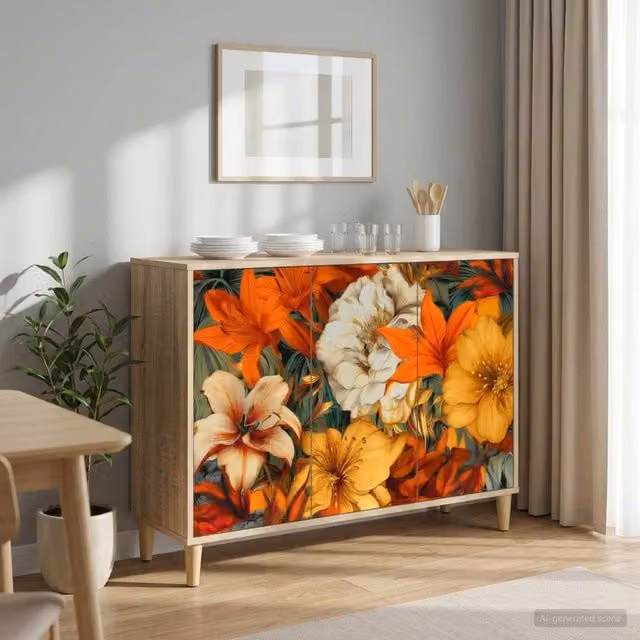 Credenza moderna vidaXL in legno MDF marrone e multicolore L 102 x P 33 x H 75 cm