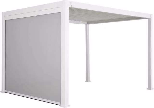 Pergola bioclimatica Sweeek in alluminio e acciaio con tenda da sole, L: 4 m, P: 3 m, Colore: bianco