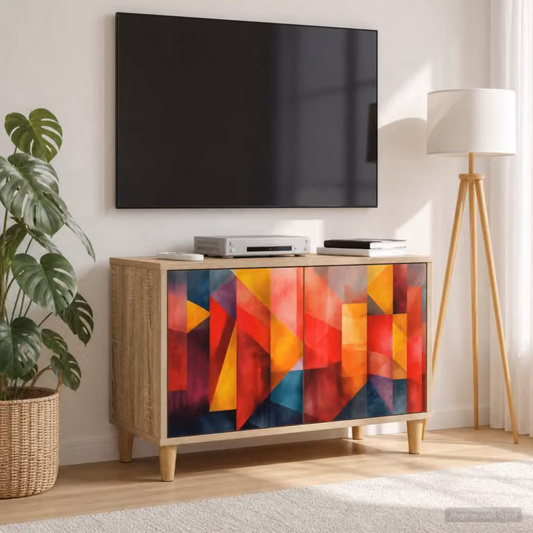 Mobile TV vidaXL HEESCH in legno ingegnerizzato color marrone e multicolore, L 69 cm x P 33 cm x H 50 cm