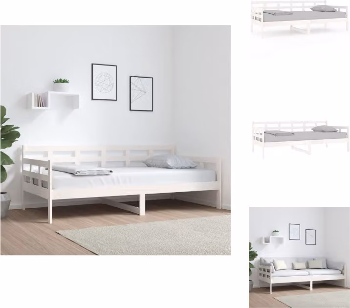 vidaXL Letto da giorno in pino massiccio bianco 90x190 cm - Letti e reti
