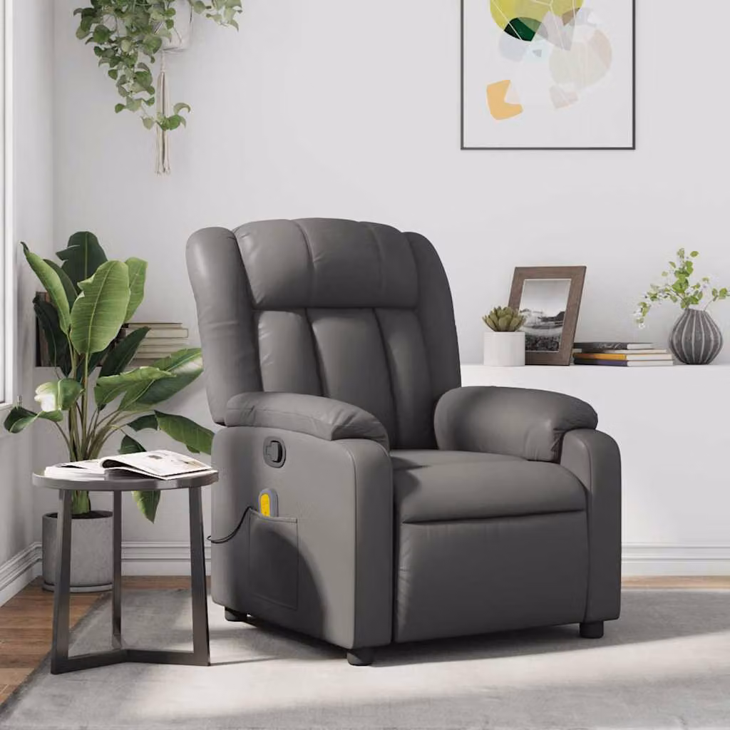 vidaXL Poltrona Reclinabile Relax in Similpelle Grigia con Braccioli