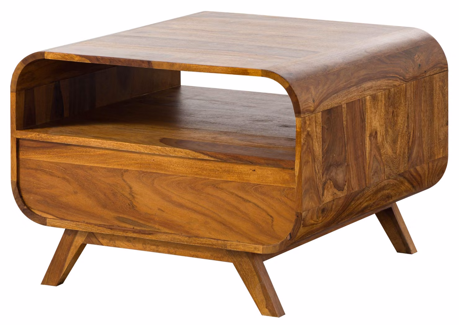 MASSIVMOEBEL24 | MAILAND #132 Tavolino da salotto in legno di sheesham - laccato / marrone chiaro 70x70x50