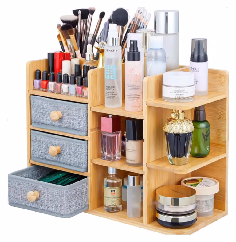 Solidchoice - Scrivania-organizzatore in bambù con ripiani regolabili - Multiuso