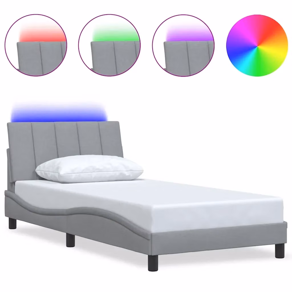 vidaXL Giroletto Hanko Grigio con Illuminazione Sotto il Letto e Porta USB 100x200 cm – 2
