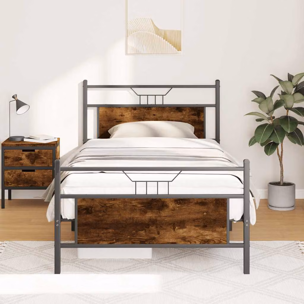 Giroletto vidaXL senza materasso in legno e metallo colore marrone L/P: 100 x 200 cm