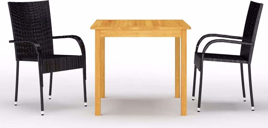 Maison Exclusive - Set da pranzo da giardino 3 pezzi nero