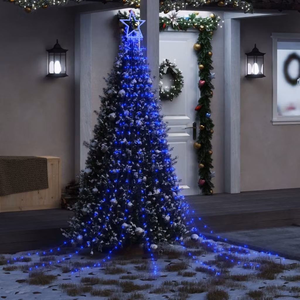 vidaXL Illuminazione per Albero di Natale con 320 LED Blu, Lunghezza: 375 cm