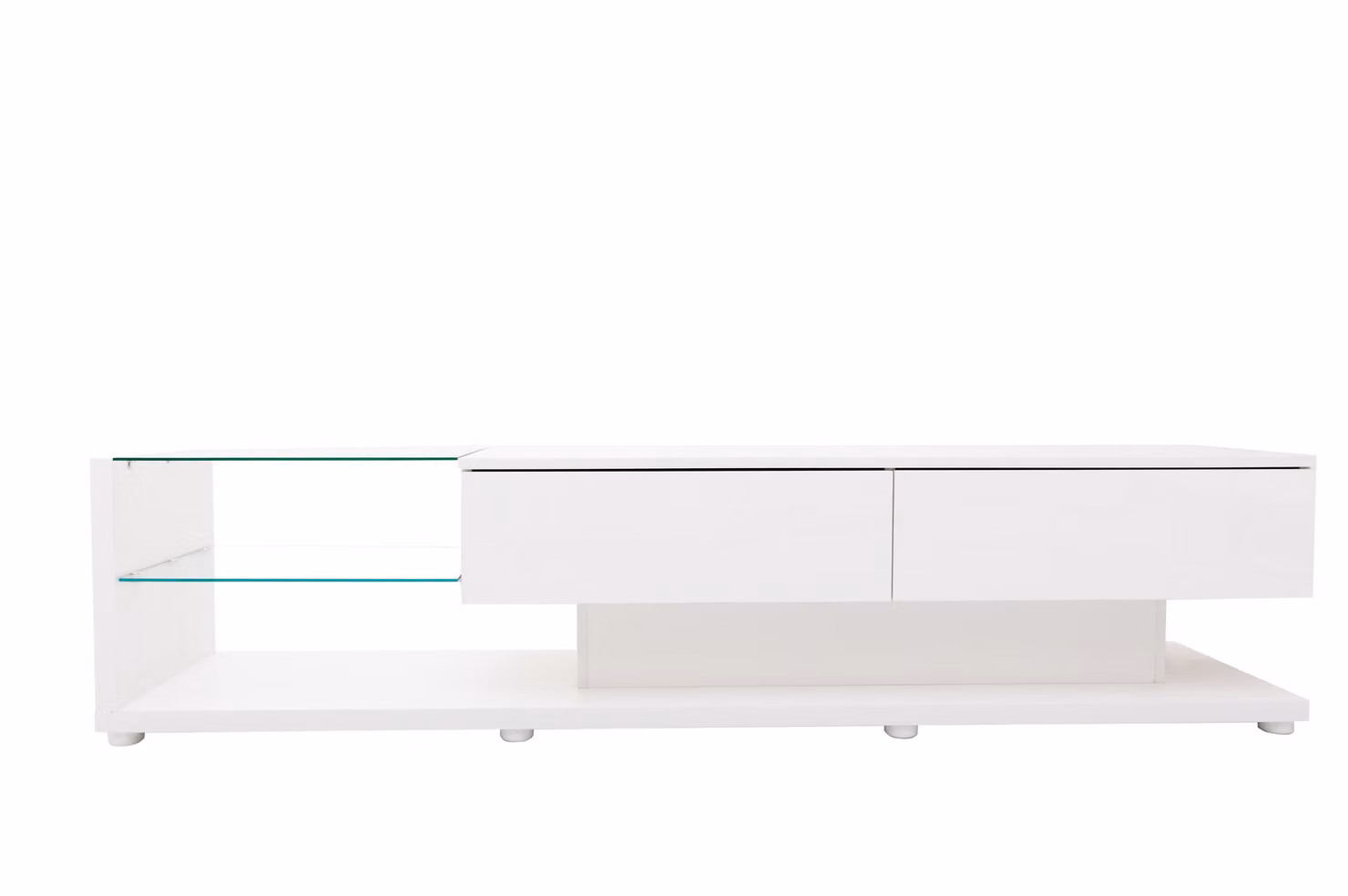 Mobile TV moderno Aosom bianco lucido con ripiani in vetro e illuminazione integrata L/P/H: 170 x 38 x 36 cm – 2