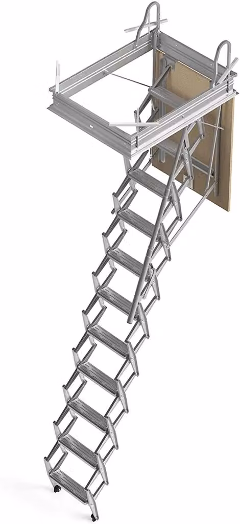 Scala retrattile a pantografo per soffitta in acciaio color argento L: 45 cm, H: 300 cm – 2