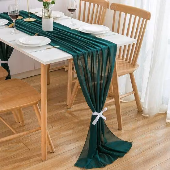 Tela in chiffon verde, 70x300 cm, lavabile, decorazione per matrimoni
