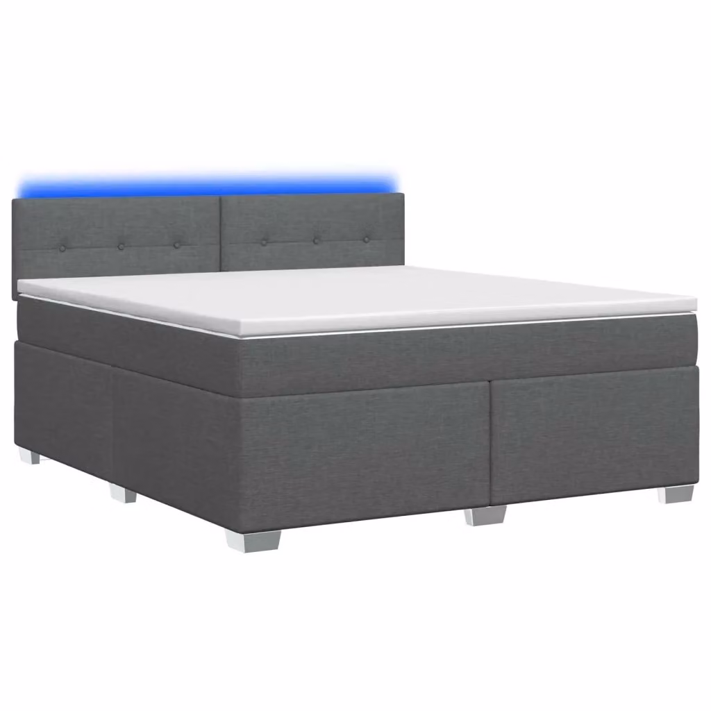 Letto con Box Spring, Materasso Ibrido e Illuminazione LED vidaXL, Grigio, L/P/H: 140 x 200 x 88 cm – 2