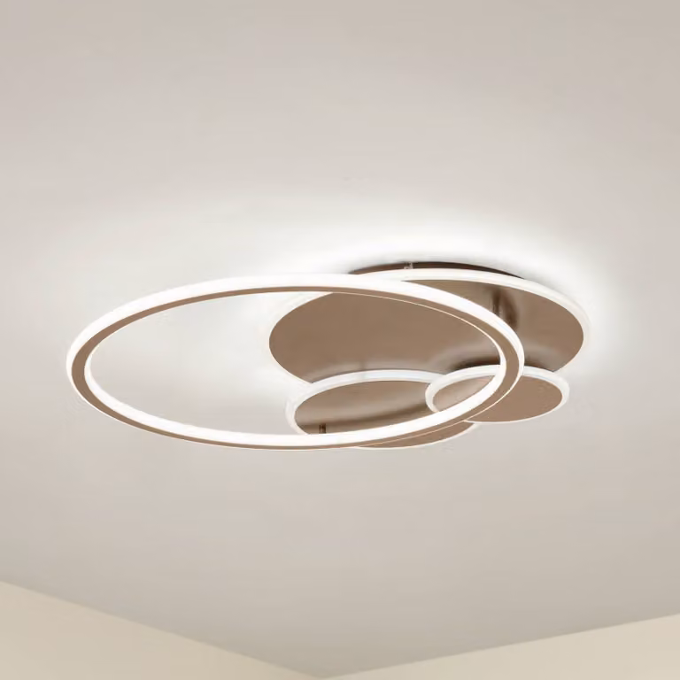 Plafoniera soffitto Circulo Lucande, dimmerabile, Marrone / Ruggine, Soggiorno / Sala da pranzo, Metallo, Moderno, Plafoniera