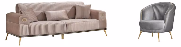 Sofagarnitur 3+1 Sitzer Couch Design Polster Modern Textil Stoff