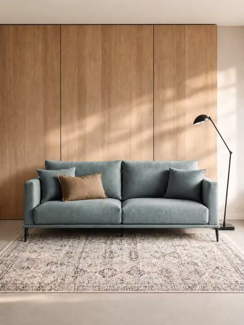 Divano 3 posti Praia Kenay Home colore acquamarina con coperture rimovibili e cuscini inclusi