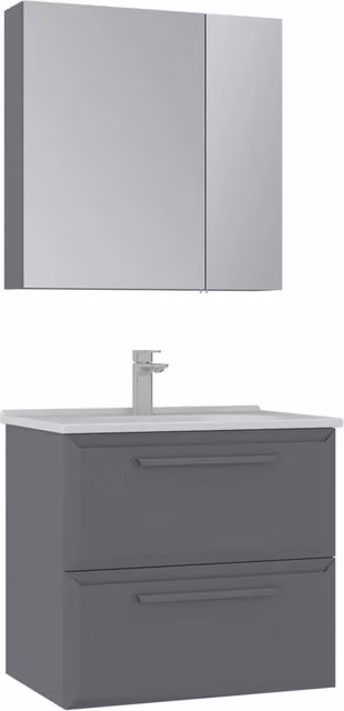 Set mobile lavabo con specchio Nuvola 65 v2 HANAH HOME Grigio L: 65 cm, P: 50 cm, H: 62 cm