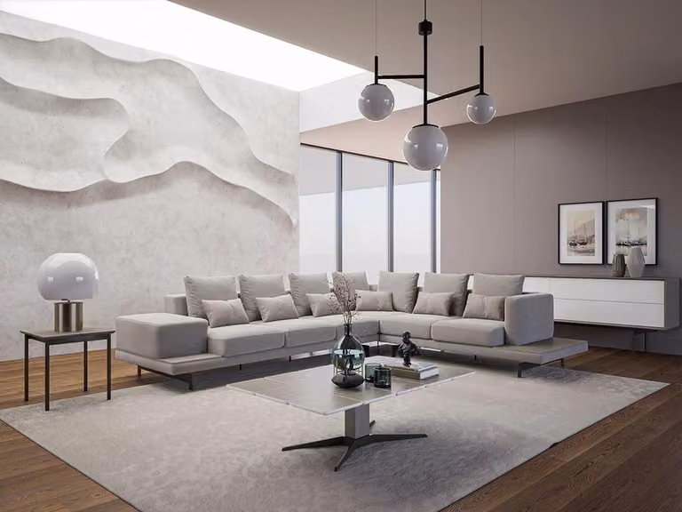 Polstermöbel Grau Sofa Couch L-Form Design Ecksofa Wohnzimmer Couchtisch