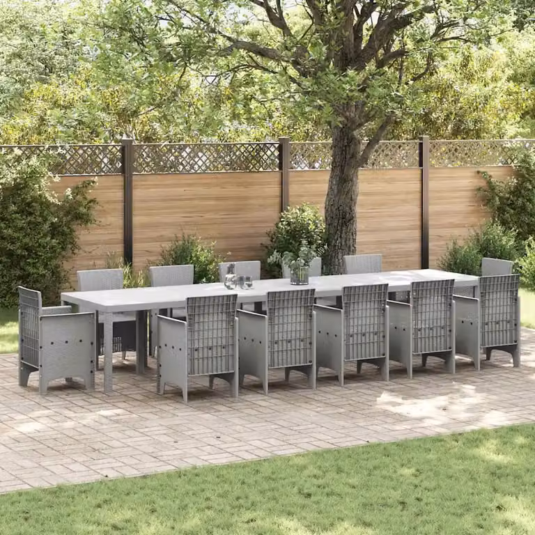 Tavolo da giardino rettangolare vidaXL in polyrattan grigio chiaro L: 400 cm, P: 100 cm, H: 73 cm