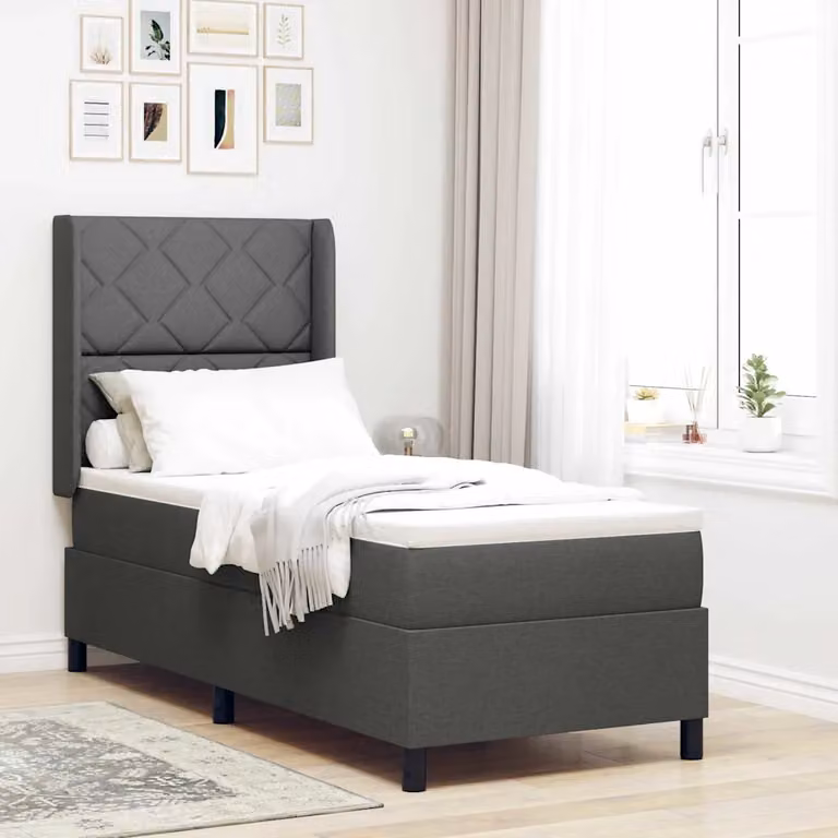 Letto a molle con illuminazione LED vidaXL in tessuto grigio, L 80 x P 200 cm