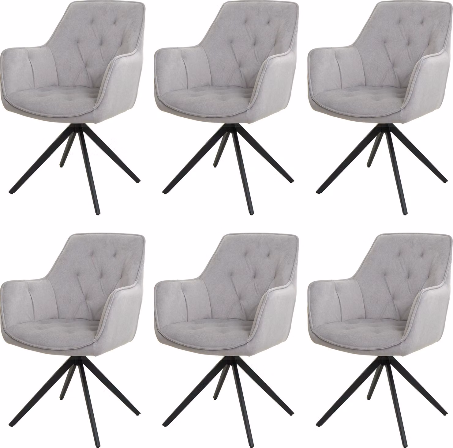 Set di 6 sedie da sala da pranzo | A x L x P 87 x 55 x 60 cm | Altezza seduta 48 cm | Metallo Tessuto/Tessuto | Grigio chiaro | Sedia da cucina Sedia imbottita Sedia con braccioli