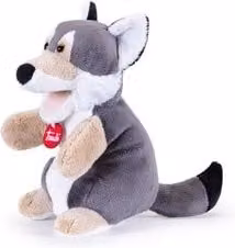 Peluche Marionetta Lupo (16x16x25cm) PUPPETS Grigio e Bianco 29230