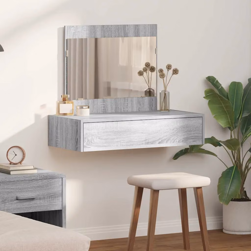 vidaXL Tavolo da Trucco Moderno Grigio in MDF L: 83 cm, P: 40 cm, H: 70 cm